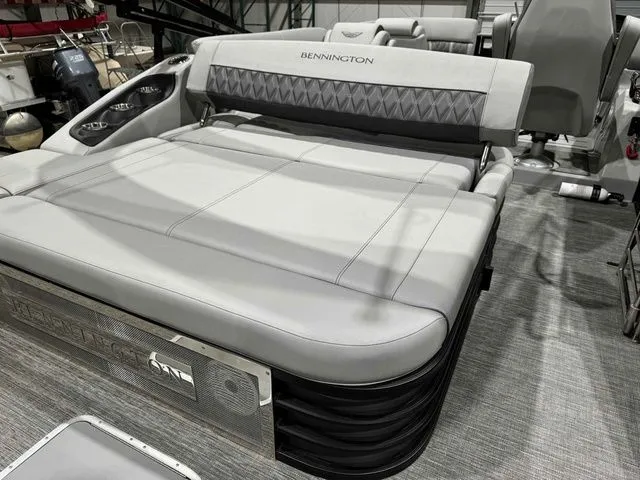 Slide: The Image of 2024 Bennington LXS Series 23 LXSSB pontoon boat, gray upholstery. - 10