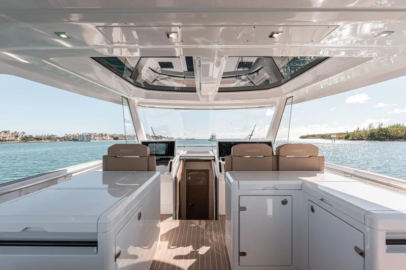Slide: The Image of Luxurious 2024 Fjord Boats 53XL interior with sleek design and panoramic views. - 18