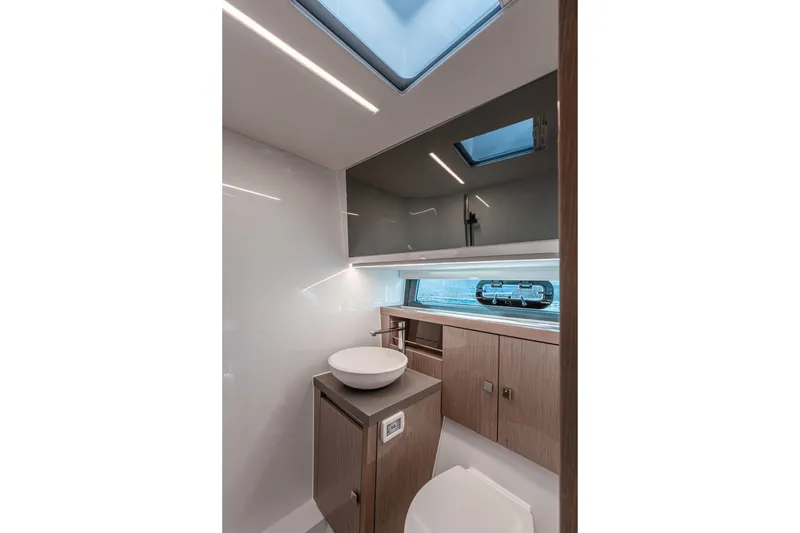 Slide: The Image of Modern bathroom interior of 2024 Fjord Boats 53XL with skylight and sleek design. - 40