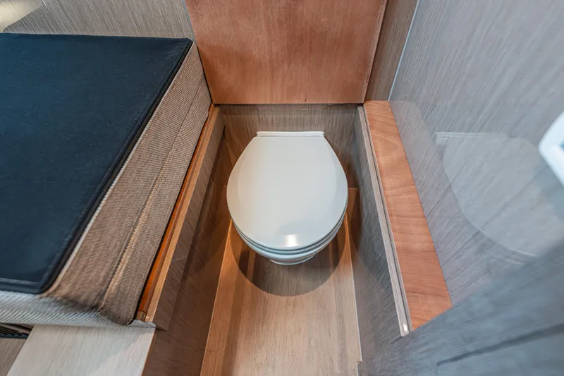 Slide: The Image of 2024 Fjord Boats 53XL interior with modern toilet design. - 45