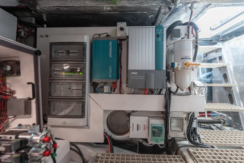 Slide: The Image of Engine room of 2024 Fjord Boats 53XL, showcasing electrical systems and components. - 52