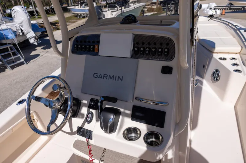 Slide: The Image of 2021 Grady-White 251 Coastal Explorer boat console with Garmin navigation system. - 10