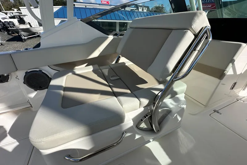 Slide: The Image of Interior of 2026 Boston Whaler 240 Vantage with luxurious seating area. - 26