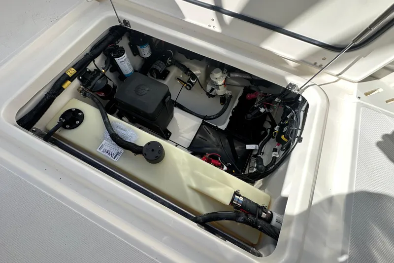 Slide: The Image of Engine compartment of the 2026 Boston Whaler 240 Vantage. - 36
