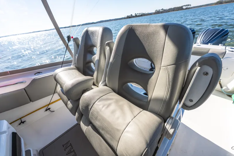 Slide: The Image of Luxury seating on 2021 Cape Horn 32 XS boat with ocean view. - 13