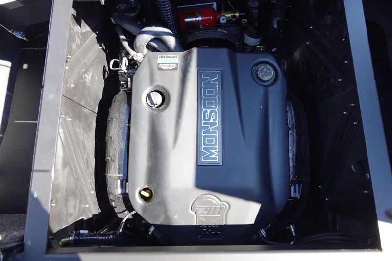 Slide: The Image of Engine compartment of 2026 Axis A245 boat featuring Monsoon engine. - 42