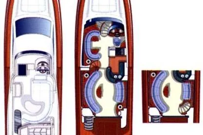 Slide: The Image of Floor plan of 2003 Azimut 74 Solar yacht, showcasing interior layout and design. - 15