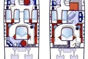 Slide: The Image of Floor plan of 2003 Azimut 74 Solar yacht, showcasing interior layout and design. - 16