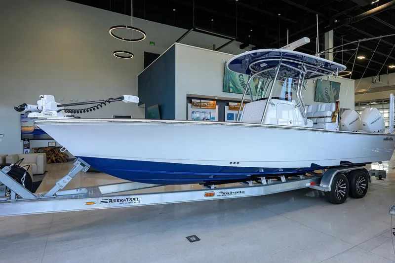 The Image of 2026 Valhalla Boatworks V-28 Bay on trailer in showroom. - 0