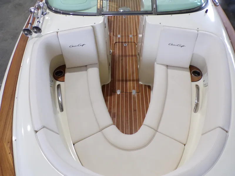 Slide: The Image of Interior of a 2021 Chris-Craft Launch 27 with elegant seating. - 11