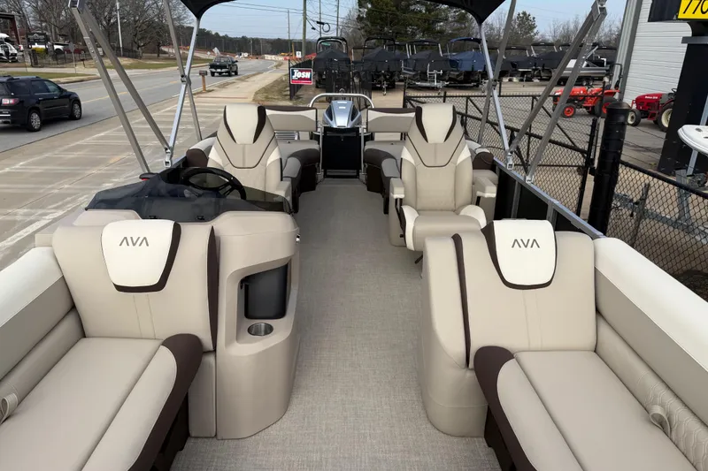Slide: The Image of 2026 Avalon LSZ Quad Lounger Shift pontoon boat with luxurious seating and modern design. - 10