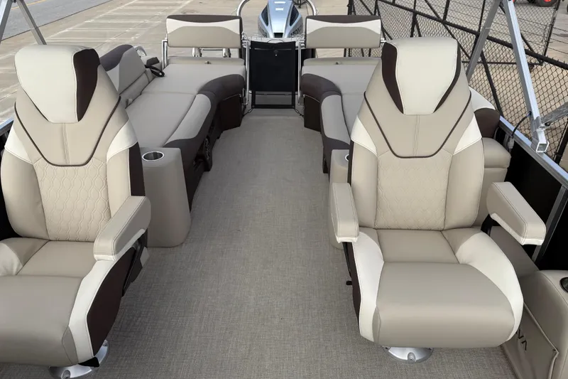 Slide: The Image of Luxurious seating on 2026 Avalon LSZ Quad Lounger Shift pontoon boat. - 15