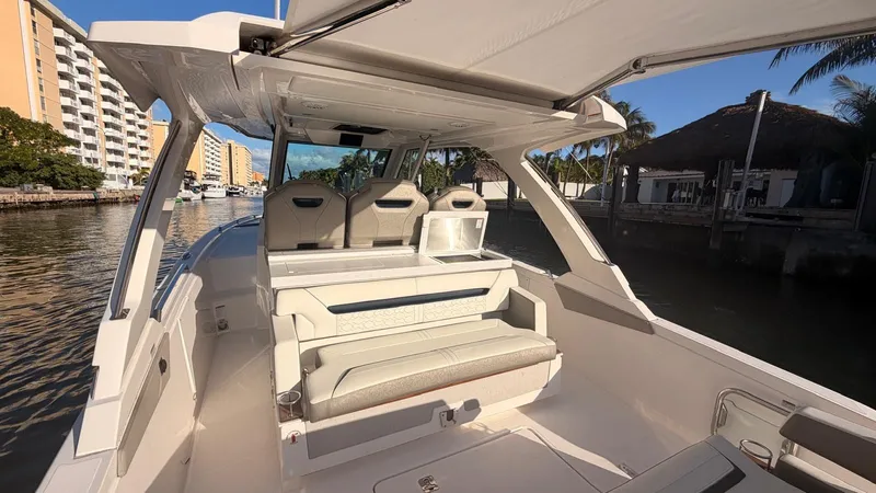 Slide: The Image of Interior view of the 2023 Tiara Sport 34 LS yacht. - 19
