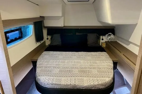Slide: The Image of Luxurious bedroom interior of 2023 Fountaine Pajot Isla 40 catamaran with modern design. - 23