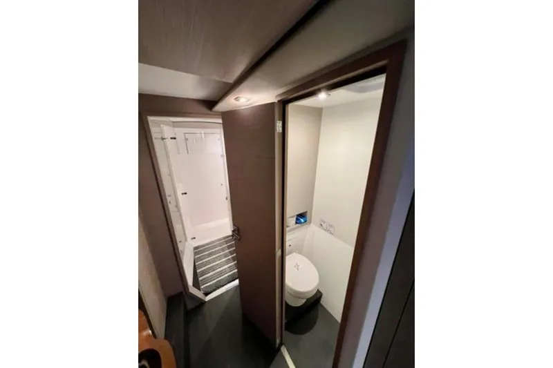 Slide: The Image of Interior view of 2023 Fountaine Pajot Isla 40 yacht bathroom with modern design. - 35