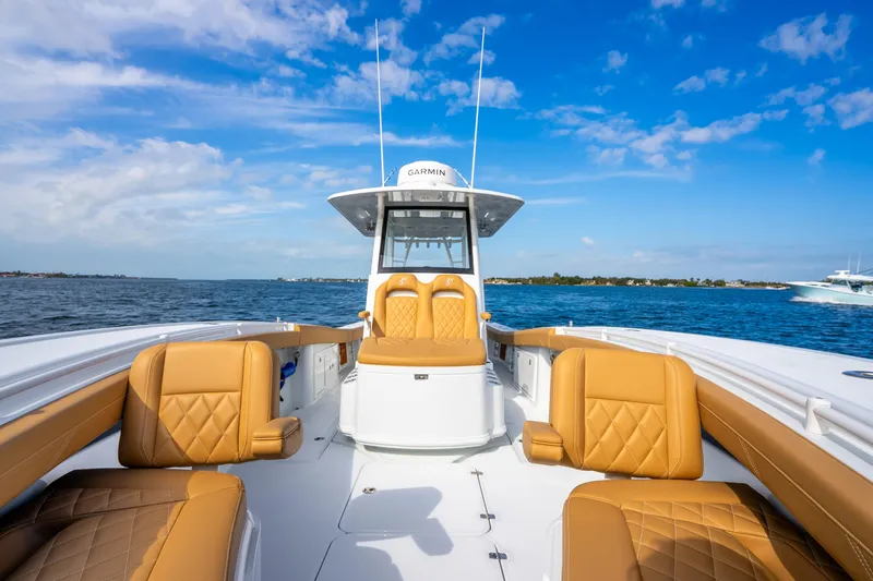 Slide: The Image of 2026 Yellowfin 36 Offshore boat on open sea. - 7