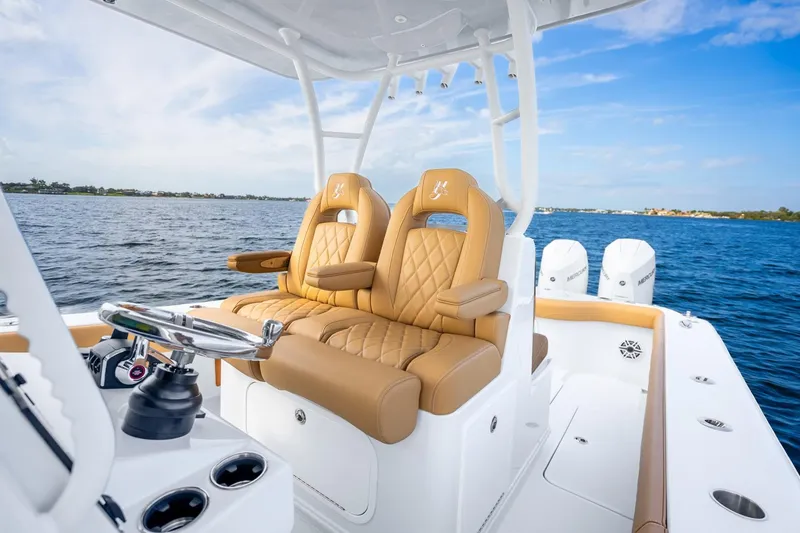 Slide: The Image of Luxurious seating area on the 2026 Yellowfin 36 Offshore yacht. - 8