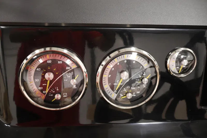 Slide: The Image of Dashboard of 2026 Bayliner V20i boat with speedometer and gauges. - 19