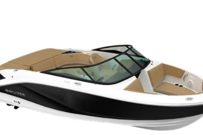 Slide: The Image of 2026 Bayliner V20i boat with sleek design and tan seating. - 41