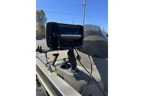 Slide: The Image of 2002 Tracker Pro Angler V 16 with Humminbird fish finder on console. - 3