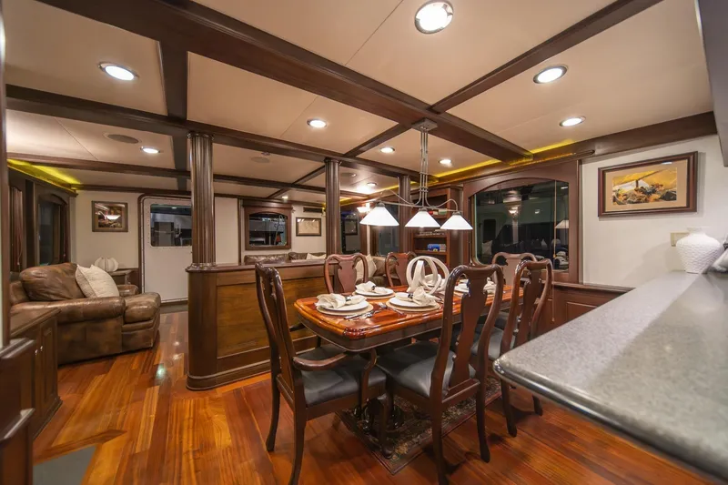 Slide: The Image of Luxurious dining area on 2004 Northern Marine 80' Tri-Deck Expedition yacht. - 20