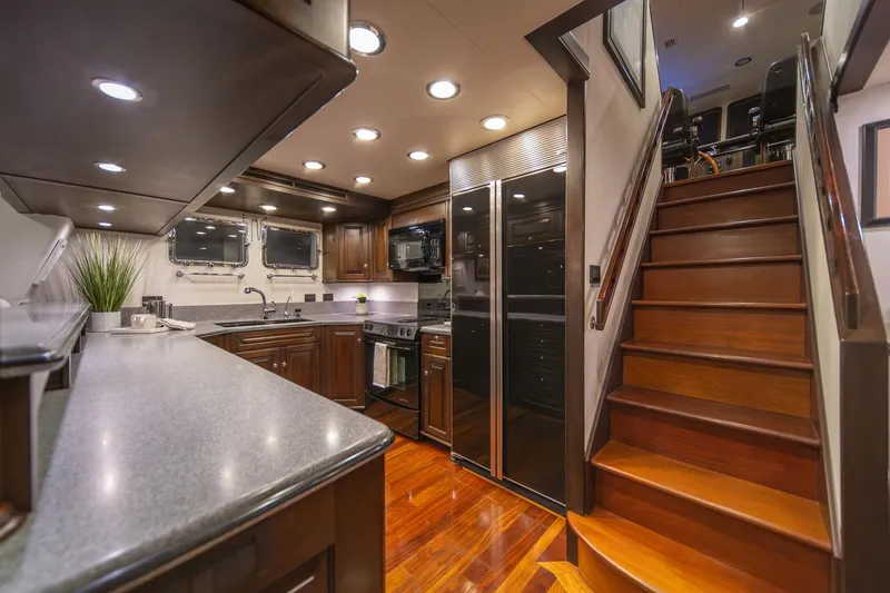 Slide: The Image of Luxurious kitchen interior of 2004 Northern Marine 80' Tri-Deck Expedition yacht. - 22