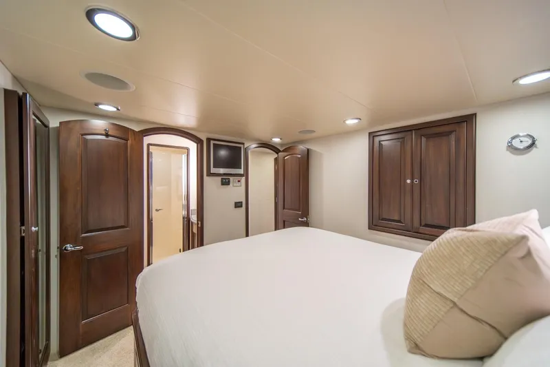 Slide: The Image of Luxurious bedroom interior on 2004 Northern Marine 80' Tri-Deck Expedition yacht. - 44