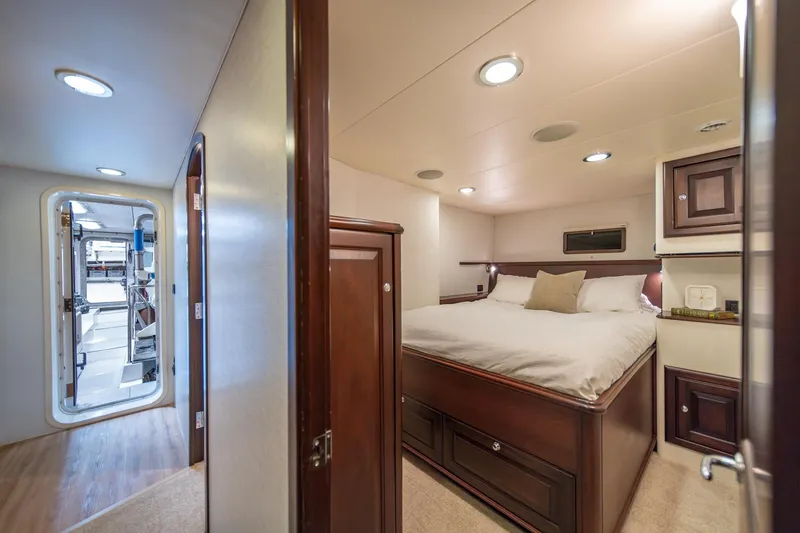 Slide: The Image of Luxurious bedroom interior of 2004 Northern Marine 80' Tri-Deck Expedition yacht. - 47