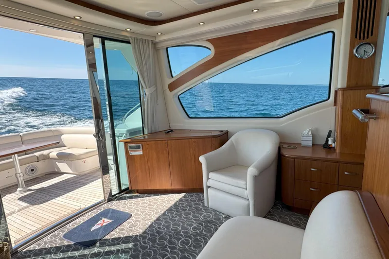 Slide: The Image of Luxurious interior of 2014 Tiara Yachts 5800 Sovran with ocean view. - 21
