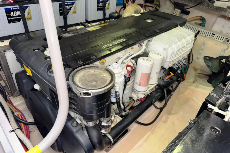 Slide: The Image of Engine compartment of 2014 Tiara Yachts 5800 Sovran, featuring IPS 600 system. - 55