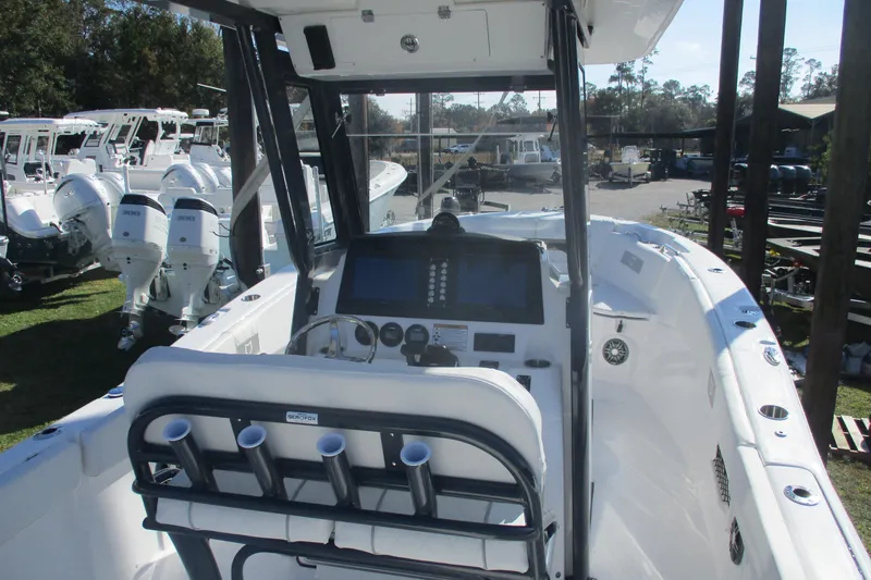 Slide: The Image of 2026 Sea Fox 268 Commander boat interior with helm and seating area. - 9