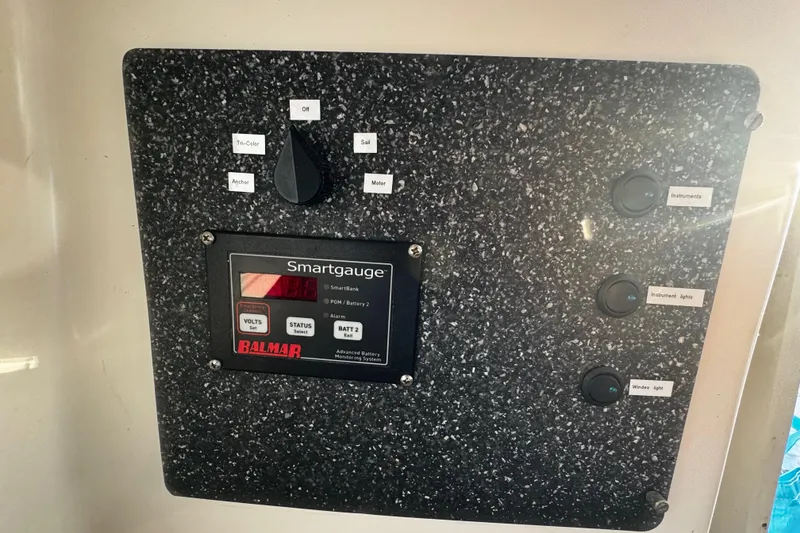 Slide: The Image of Control panel with Balmar Smartgauge on a 1977 Bristol 29.9 sailboat. - 28