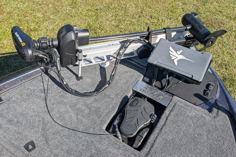 Slide: The Image of Fishing boat deck with advanced electronics and trolling motor, Falcon F20 PREDATOR 2026 model. - 18