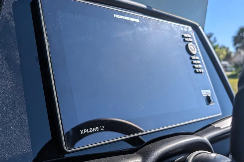 Slide: The Image of Touchscreen display on Falcon F20 PREDATOR 2026 boat, featuring Xplore 12 technology. - 20