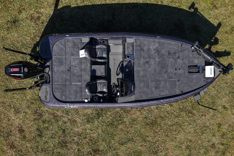 Slide: The Image of Overhead view of 2026 Falcon F20 PREDATOR boat on grass, showcasing seating and equipment layout. - 3