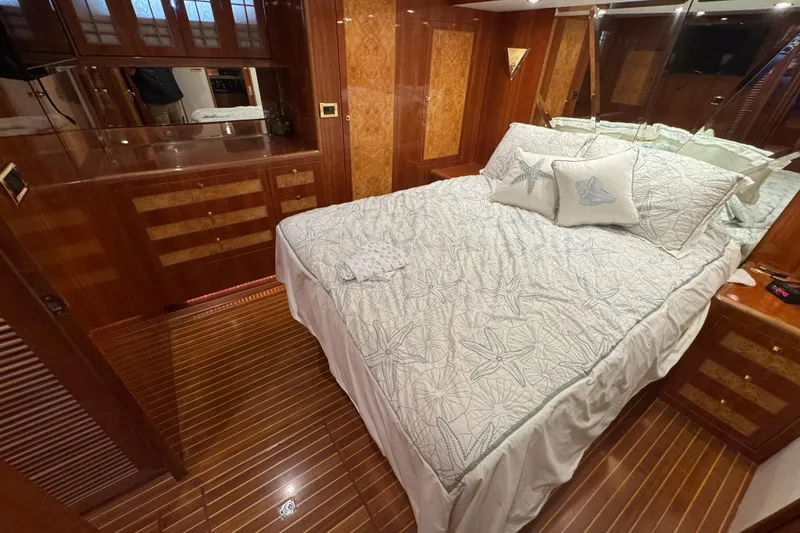 Slide: The Image of Luxurious bathroom in 2003 Altima 55 Pilothouse yacht with elegant sink and shower. - 43