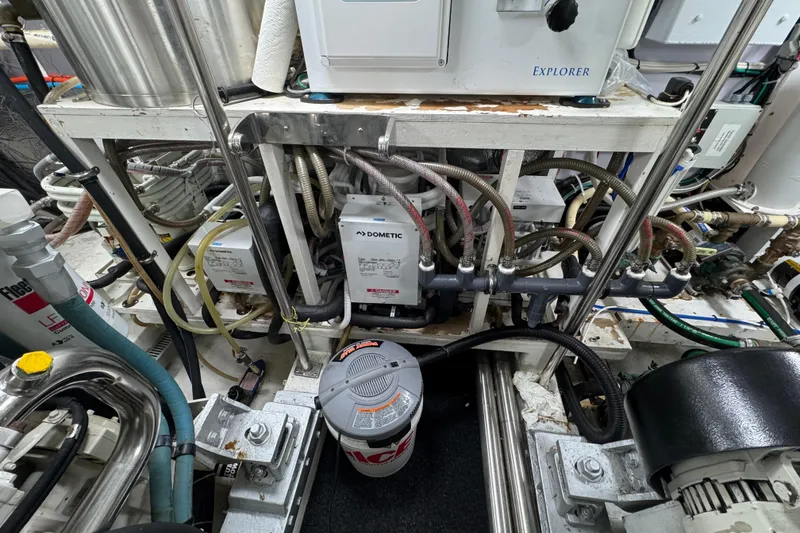 Slide: The Image of Fuel filter water separators in a 2003 Altima 55 Pilothouse engine room. - 66