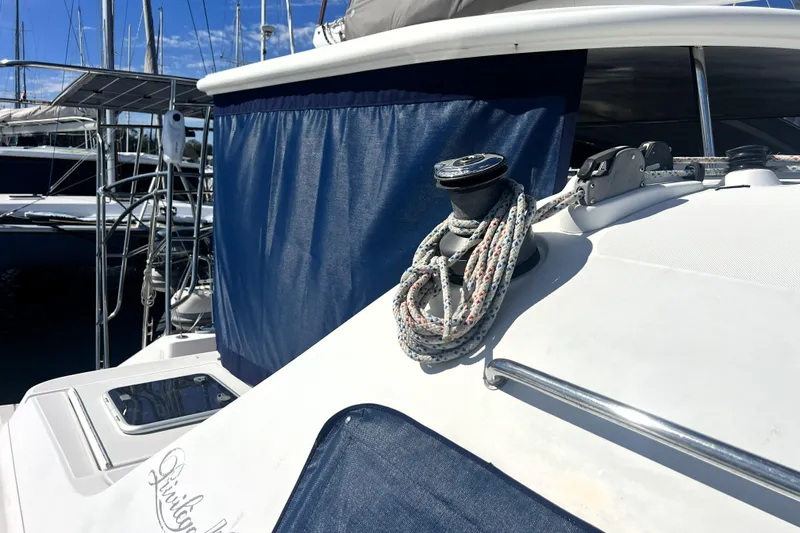 Slide: The Image of Sailing yacht Privilege 495, 2011 model, with ropes and winch on deck. - 38