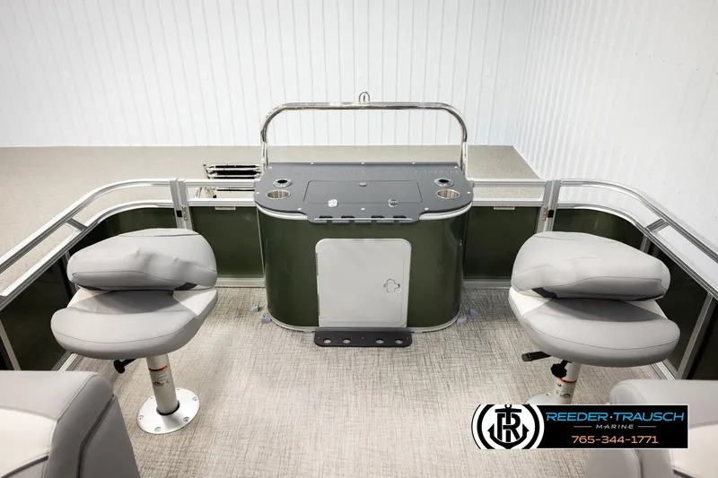 Slide: The Image of 2026 Avalon VEN85 CCF boat interior with seating and control panel. - 23