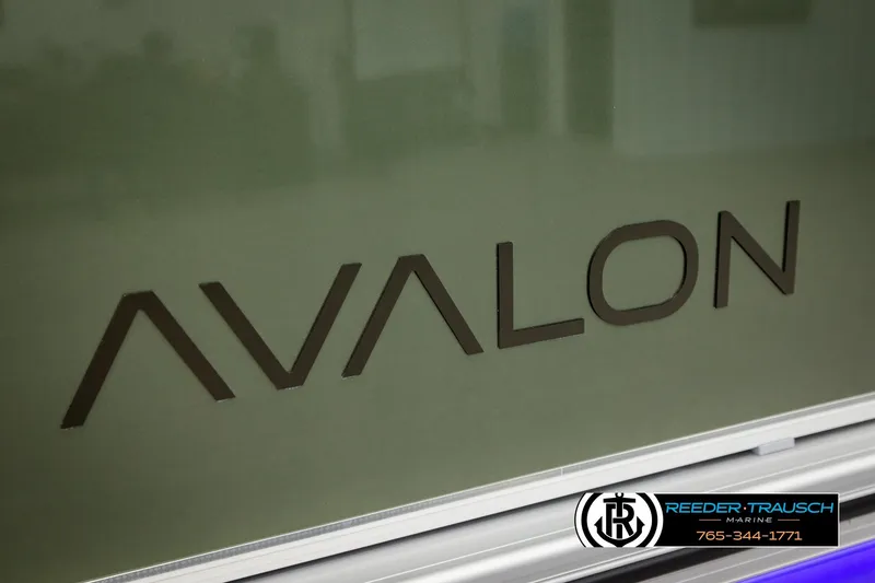 Slide: The Image of 2026 Avalon VEN85 CCF logo on a sleek surface, Reeder-Trausch Marine branding visible. - 49