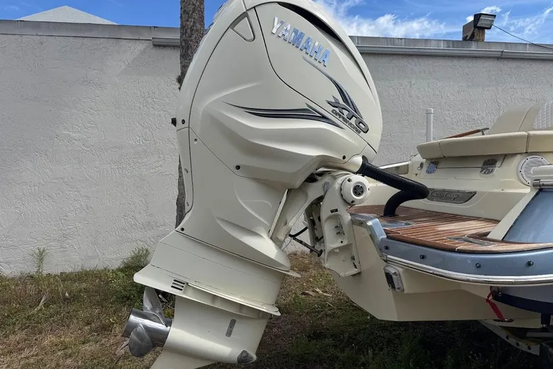 Slide: The Image of Teak deck of 2020 Chris-Craft Launch 28 with logo engraving. - 19