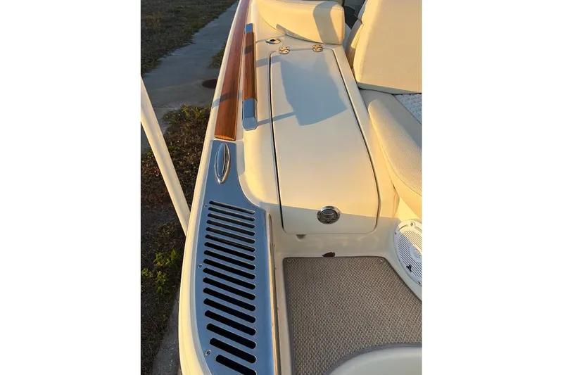 Slide: The Image of 2020 Chris-Craft Launch 28 dashboard with controls, display, and speaker system. - 27