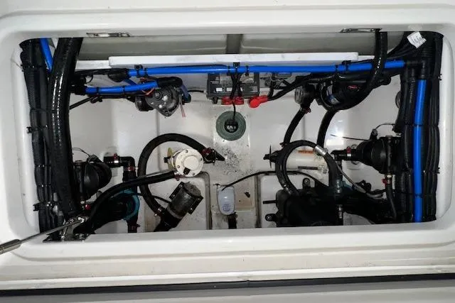 Slide: The Image of 2020 Boston Whaler 250 Outrage boat interior wiring and plumbing system. - 9