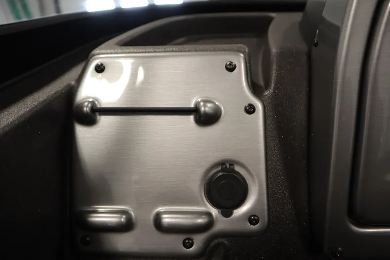 Slide: The Image of 2023 Tracker Pro Guide V-175 WT dashboard detail with metallic finish and control panel. - 38