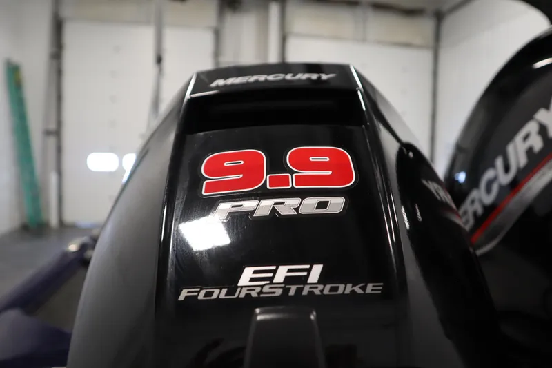 Slide: The Image of Mercury 9.9 Pro EFI FourStroke engine on 2023 Tracker Pro Guide V-175 WT boat. - 57