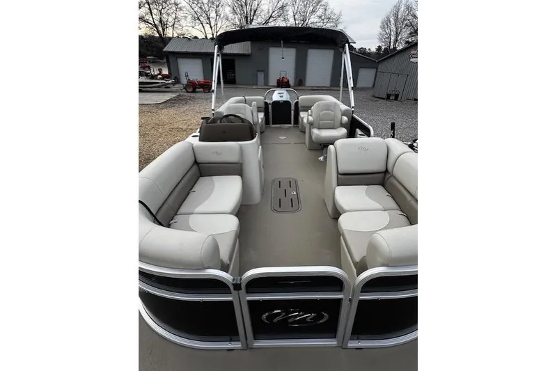 Slide: The Image of 2019 Manitou 23 Aurora LE Standard pontoon boat with spacious seating and canopy. - 12