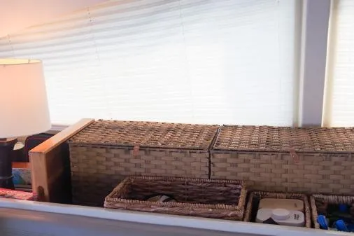 Slide: The Image of Wicker baskets and lamp on Leopard 48 yacht interior, 2015 model. - 26