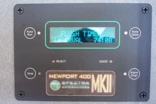 Slide: The Image of Control panel of Newport 400 Spectra Watermakers MKII on Leopard 48, 2015 model. - 81
