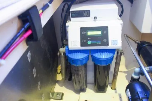 Slide: The Image of Water filtration system in a 2015 Leopard 48 yacht engine room. - 96