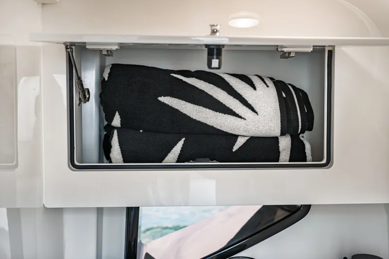 Slide: The Image of A cabinet with two folded towels inside. - 25